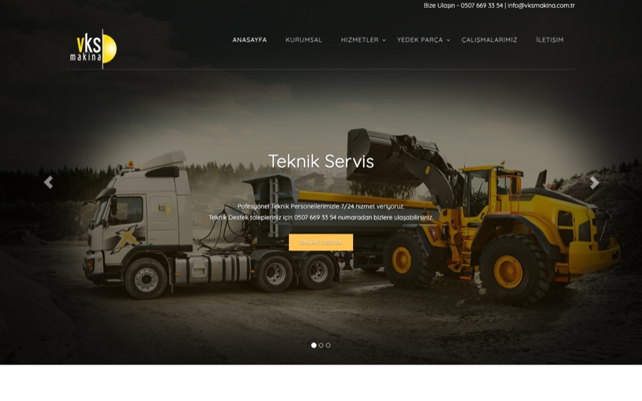 VKS Makina web sitesi önizlemesi